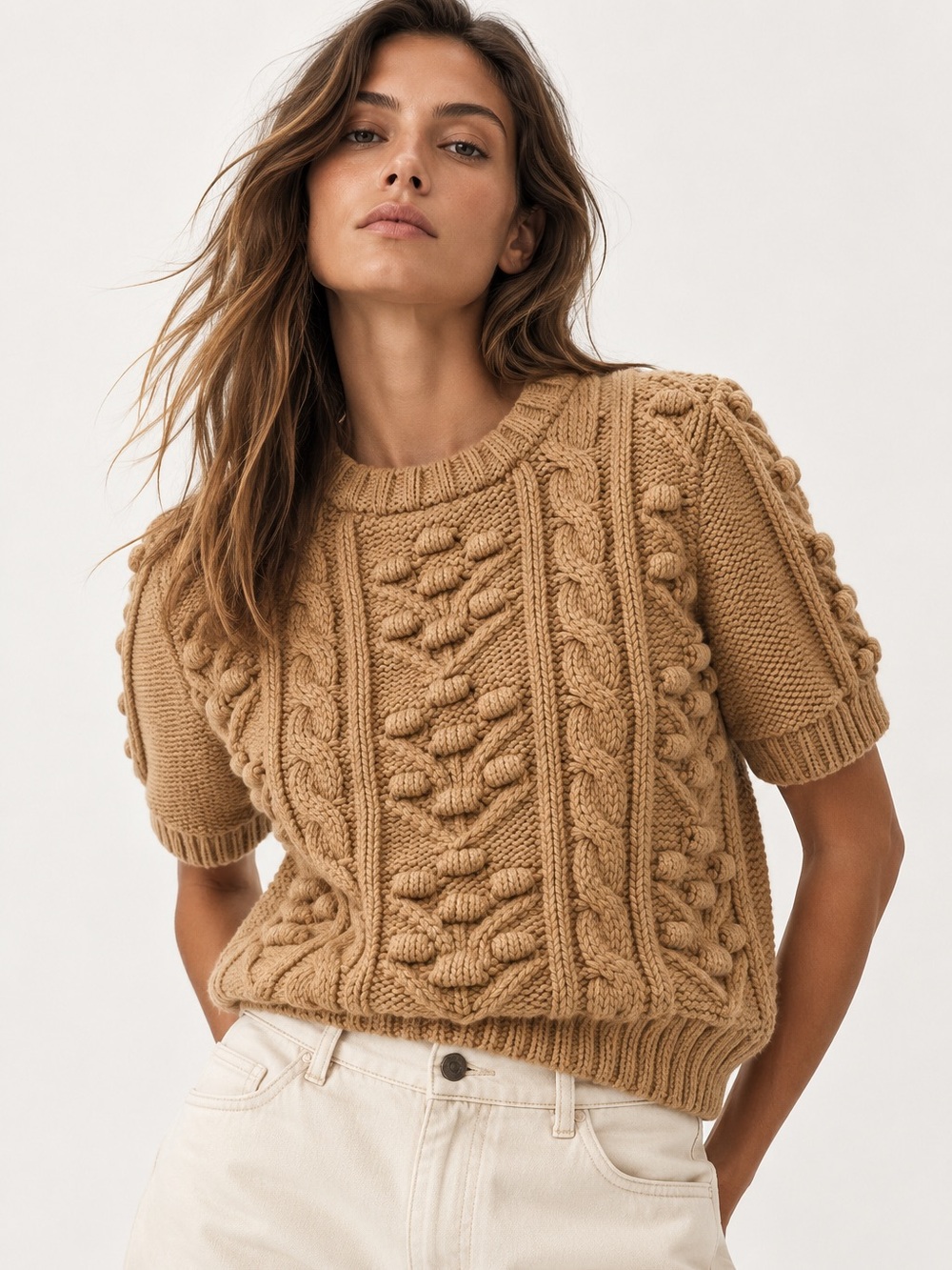Zara Short Sleeve Pompom Knit